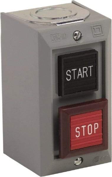 Schneider Electric - 2 Operator, Projecting Pushbutton Control Station - Start, Stop (Legend), Momentary Switch, NO/NC Contact, NEMA 1 - Americas Industrial Supply