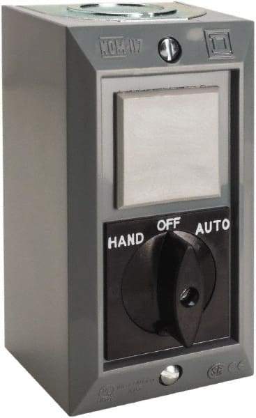 Schneider Electric - 1 Operator, Projecting Pushbutton Control Station - Auto, Hand, Off (Legend), Maintained Switch, 2NO Contact, NEMA 1 - Americas Industrial Supply