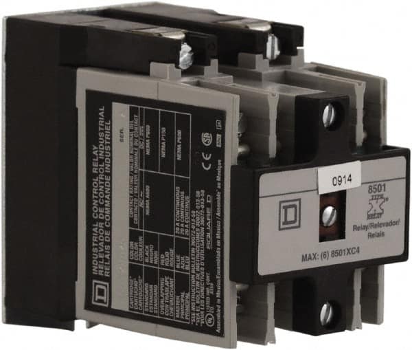 Square D - Electromechanical Screw Clamp General Purpose Relay - 20 Amp at 600 VAC, 4NO, 110 VAC at 50 Hz & 120 VAC at 60 Hz - Americas Industrial Supply