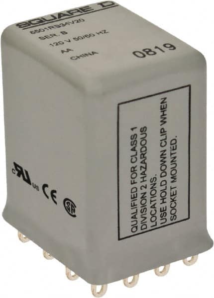 Square D - Electromechanical Plug-in General Purpose Relay - 5 Amp at 240 VAC, 4PDT, 24 VAC at 50/60 Hz - Americas Industrial Supply