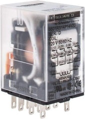 Square D - 1/6 hp at 120/240 Volt, Electromechanical Plug-in General Purpose Relay - 5 Amp at 240 VAC, 4PDT, 120 VAC at 50/60 Hz - Americas Industrial Supply