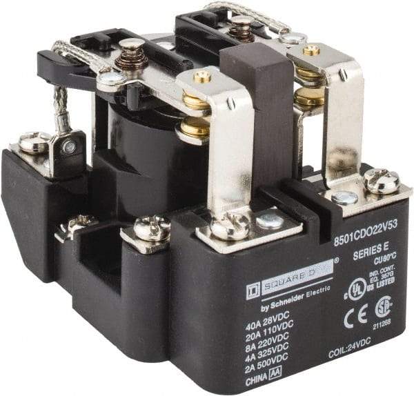 Square D - 10 VA Power Rating, Electromechanical Screw Clamp General Purpose Relay - 10 Amp at 110 V & 4 Amp at 220 V, DPDT, 24 VDC, 63.6mm Wide x 58.8mm High x 79.4mm Deep - Americas Industrial Supply