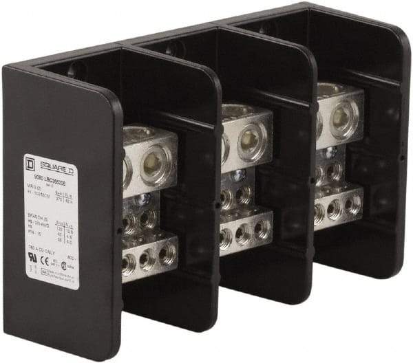 Square D - 3 Poles, 760 (Copper) Amp, Phenolic Power Distribution Block - 600 VAC, 2 Primary Connection - Americas Industrial Supply