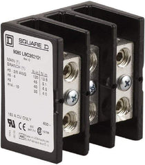 Square D - 3 Poles, 150 (Copper) Amp, Phenolic Power Distribution Block - 600 VAC, 1 Primary Connection - Americas Industrial Supply