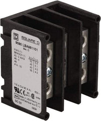 Square D - 3 Poles, 115 (Copper), 90 (Aluminium) Amp, Thermoplastic Power Distribution Block - 600 VAC, 1 Primary Connection - Americas Industrial Supply