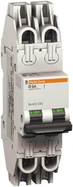 Schneider Electric - 10 Amp, 277 VAC, 2 Pole, Miniature Circuit Breaker - Thermal Magnetic Trip, 10 kA at 277 VAC Breaking Capacity, 74mm Deep x 141mm High x 36mm Wide - Americas Industrial Supply