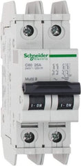 Schneider Electric - 25 Amp, 125 VDC, 240 VAC, 60 VDC, 1 Pole, DIN Rail Mount, Fixed Mount Miniature Circuit Breaker - Thermal Magnetic Trip, Multiple Breaking Capacity Ratings, 73mm Deep x 107mm High x 36mm Wide - Americas Industrial Supply