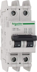 Schneider Electric - 6 Amp, 125 VDC, 240 VAC, 60 VDC, 1 Pole, DIN Rail Mount, Fixed Mount Miniature Circuit Breaker - Thermal Magnetic Trip, Multiple Breaking Capacity Ratings, 73mm Deep x 107mm High x 36mm Wide - Americas Industrial Supply