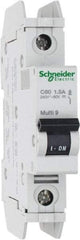 Schneider Electric - 1 Amp, 125 VDC, 240 VAC, 60 VDC, 1 Pole, DIN Rail Mount, Fixed Mount Miniature Circuit Breaker - Thermal Magnetic Trip, Multiple Breaking Capacity Ratings, 73mm Deep x 107mm High x 18mm Wide - Americas Industrial Supply