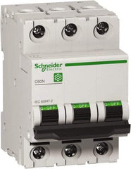 Schneider Electric - 16 Amp, 440 VAC, 3 Pole, DIN Rail Mounted Miniature Circuit Breaker - Magnetic Trip, Multiple Breaking Capacity Ratings, 18-4 AWG, 76mm Deep x 81mm High x 54mm Wide - Americas Industrial Supply