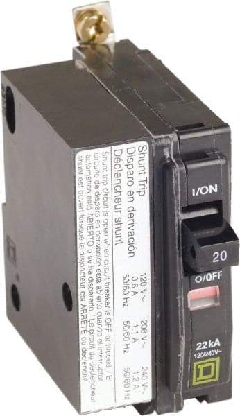 Square D - 20 Amp, 240 VAC, 1 Pole, Bolt On Miniature Circuit Breaker - 14-8 AWG - Americas Industrial Supply