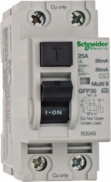 Schneider Electric - 25 Amp, 240 VAC, 2 Pole, Residual Current Device - Americas Industrial Supply