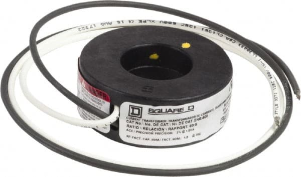 Square D - 60 Amp AC Input, 5 Amp AC Output, Panel Meter Current Transformer - Flying Lead Terminal, For Use with AC Ammeter - Americas Industrial Supply