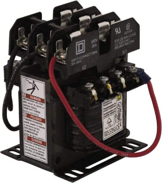 Square D - 100 VA, Top Mount Fuse Block Control Transformer - 50/60 Hz, 3.34 Inch Deep x 4.18 Inch High - Americas Industrial Supply