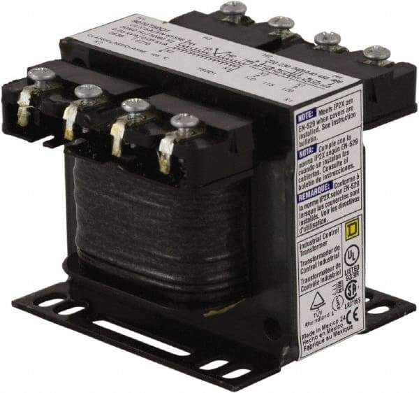 Square D - 50 VA, Top Mount Fuse Block Control Transformer - 50/60 Hz, 3.09 Inch Deep x 2.58 Inch High - Americas Industrial Supply