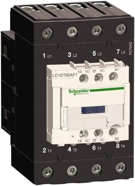 Schneider Electric - 4 Pole, 120 Coil VAC at 50/60 Hz, 60 Amp at 440 VAC, Nonreversible IEC Contactor - Bureau Veritas, CCC, CSA, CSA C22.2 No. 14, DNV, EN/IEC 60947-4-1, EN/IEC 60947-5-1, GL, GOST, LROS, RINA, UL 508, UL Listed - Americas Industrial Supply