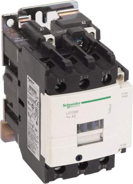 Schneider Electric - 3 Pole, 200 Coil VAC at 60 Hz, 65 Amp at 440 VAC and 80 Amp at 440 VAC, Nonreversible IEC Contactor - 1 Phase hp: 10 at 230/240 VAC, 5 at 115 VAC, 3 Phase hp: 20 at 200/208 VAC, 20 at 230/240 VAC, 50 at 460/480 VAC, 50 at 575/600 VAC - Americas Industrial Supply