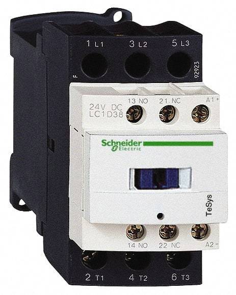 Schneider Electric - 3 Pole, 120 Coil VAC at 50/60 Hz, 38 Amp at 440 VAC, Nonreversible IEC Contactor - Bureau Veritas, CCC, CSA, CSA C22.2 No. 14, DNV, EN/IEC 60947-4-1, EN/IEC 60947-5-1, GL, GOST, LROS, RINA, RoHS Compliant, UL 508, UL Listed - Americas Industrial Supply