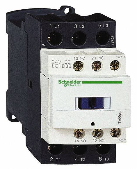 Schneider Electric - 3 Pole, 24 Coil VDC, 32 Amp at 440 VAC and 50 Amp at 440 VAC, Nonreversible IEC Contactor - 1 Phase hp: 2 at 115 VAC, 5 at 230/240 VAC, 3 Phase hp: 10 at 230/240 VAC, 20 at 460/480 VAC, 30 at 575/600 VAC, 7.5 at 200/208 VAC - Americas Industrial Supply