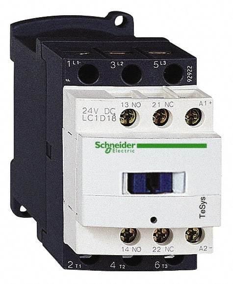 Schneider Electric - 3 Pole, 120 Coil VAC at 50/60 Hz, 18 Amp at 440 VAC and 32 Amp at 440 VAC, Nonreversible IEC Contactor - 1 Phase hp: 1 at 115 VAC, 3 at 230/240 VAC, 3 Phase hp: 10 at 460/480 VAC, 15 at 575/600 VAC, 5 at 200/208 VAC, 5 at 230/240 VAC - Americas Industrial Supply