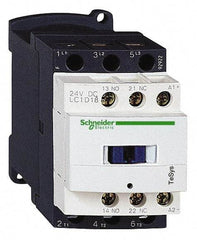 Schneider Electric - 3 Pole, 24 Coil VDC, 18 Amp at 440 VAC and 32 Amp at 440 VAC, Nonreversible IEC Contactor - 1 Phase hp: 1 at 115 VAC, 3 at 230/240 VAC, 3 Phase hp: 10 at 460/480 VAC, 15 at 575/600 VAC, 5 at 200/208 VAC, 5 at 230/240 VAC - Americas Industrial Supply