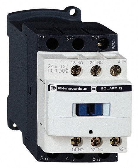 Schneider Electric - 3 Pole, 120 Coil VAC at 50/60 Hz, 25 Amp at 440 VAC and 9 Amp at 440 VAC, Nonreversible IEC Contactor - 1 Phase hp: 0.5 at 115 VAC, 1 at 230/240 VAC, 3 Phase hp: 2 at 200/208 VAC, 2 at 230/240 VAC, 5 at 460/480 VAC, 7.5 at 575/600 VAC - Americas Industrial Supply