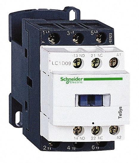 Schneider Electric - 3 Pole, 48 Coil VAC at 50/60 Hz, 25 Amp at 440 VAC and 9 Amp at 440 VAC, Nonreversible IEC Contactor - 1 Phase hp: 0.5 at 115 VAC, 1 at 230/240 VAC, 3 Phase hp: 2 at 200/208 VAC, 2 at 230/240 VAC, 5 at 460/480 VAC, 7.5 at 575/600 VAC - Americas Industrial Supply