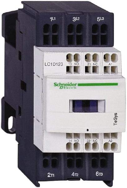 Schneider Electric - 3 Pole, 120 Coil VAC at 50/60 Hz, 16 Amp at 440 VAC and 9 Amp at 440 VAC, Nonreversible IEC Contactor - 1 Phase hp: 0.5 at 115 VAC, 1 at 230/240 VAC, 3 Phase hp: 2 at 200/208 VAC, 2 at 230/240 VAC, 5 at 460/480 VAC, 7.5 at 575/600 VAC - Americas Industrial Supply