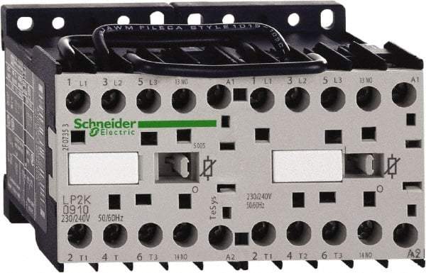 Schneider Electric - 3 Pole, 24 Coil VDC, 12 Amp at 440 VAC, 16 Amp at 690 VAC and 20 Amp at 440 VAC, Reversible IEC Contactor - BS 5424, CSA, IEC 60947, NF C 63-110, RoHS Compliant, UL Listed, VDE 0660 - Americas Industrial Supply