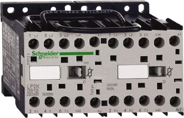 Schneider Electric - 3 Pole, 24 Coil VDC, 6 Amp at 440 VAC, Reversible IEC Contactor - BS 5424, CSA, IEC 60947, NF C 63-110, RoHS Compliant, UL Listed, VDE 0660 - Americas Industrial Supply