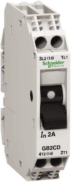 Schneider Electric - 16 Amp, 1 Pole, Backplate, Clip, DIN Rail Mount Circuit Protector - Thermal Magnetic Trip, Multiple Breaking Capacity Ratings, 67mm Deep x 74mm High x 15mm Wide - Americas Industrial Supply