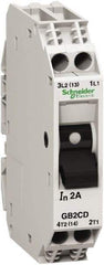 Schneider Electric - 2 Amp, 1 Pole, Backplate, Clip, DIN Rail Mount Circuit Protector - Thermal Magnetic Trip, Multiple Breaking Capacity Ratings, 67mm Deep x 74mm High x 15mm Wide - Americas Industrial Supply