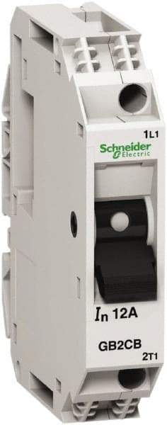 Schneider Electric - 6 Amp, 1 Pole, Backplate, Clip, DIN Rail Mount Circuit Protector - Thermal Magnetic Trip, Multiple Breaking Capacity Ratings, 67mm Deep x 74mm High x 15mm Wide - Americas Industrial Supply