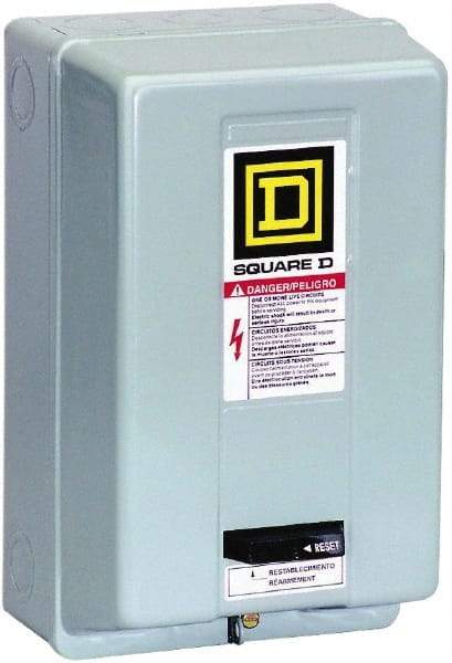 Square D - 120 Coil VAC at 60 Hz, 480 Coil VAC at 60 Hz, 18 Amp, Nonreversible Enclosed Enclosure NEMA Motor Starter - 3 Phase hp: 3 at 200 VAC, 3 at 230 VAC, 5 at 460 VAC, 5 at 575 VAC, 1 Enclosure Rating - Americas Industrial Supply