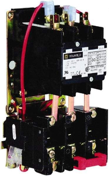 Square D - 2 Pole, 30 Amp Inductive Load, 110 Coil VAC at 50 Hz and 120 Coil VAC at 60 Hz, Definite Purpose Contactor - Phase 1 Hp:  2 at 115 VAC, 5 at 230 VAC, Open Enclosure - Americas Industrial Supply