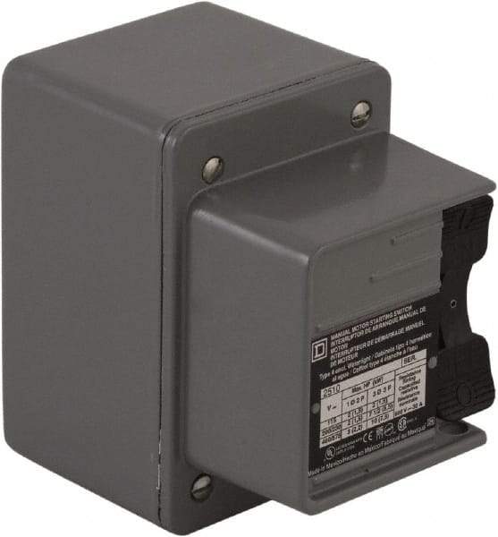 Square D - 3 Poles, 30 Amp, NEMA, Enclosed Toggle Manual Motor Starter - 1 hp at 90 VDC, 10 hp at 460 VAC, 10 hp at 575 VAC, 1-1/2 hp at 230 VDC, 2 hp at 115 VAC, 2 hp at 115 VDC & 7-1/2 hp at 230 VAC, CE, CSA, NEMA 4 & UL Listed - Americas Industrial Supply