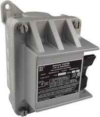 Square D - 2 Poles, 16 Amp, NEMA, Enclosed Toggle Manual Motor Starter - 1 hp at 115 VAC, 1 hp at 230 VAC, 1 hp at 277 VAC, 3/4 hp at 115 VDC & 3/4 hp at 230 VDC, CE, CSA, NEMA 3R/7/9 & UL Listed - Americas Industrial Supply