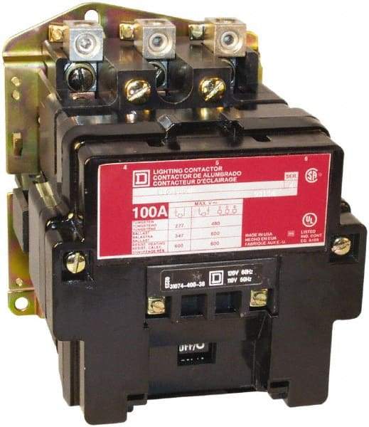 Square D - No Enclosure, 3 Pole, Electrically Held Lighting Contactor - 60 A (Tungsten), 24 VAC at 60 Hz - Americas Industrial Supply