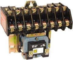 Square D - No Enclosure, 10 Pole, Mechanically Held Lighting Contactor - 20 A (Tungsten), 30 A (Fluorescent), 110 VAC at 50 Hz, 120 VAC at 60 Hz, 10NO Contact Configuration - Americas Industrial Supply