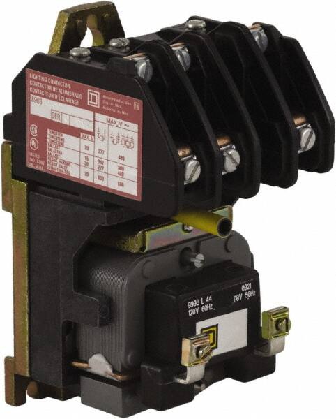 Square D - No Enclosure, 3 Pole, Electrically Held Lighting Contactor - 20 A (Tungsten), 30 A (Fluorescent), 24 VAC at 60 Hz, 3NO Contact Configuration - Americas Industrial Supply