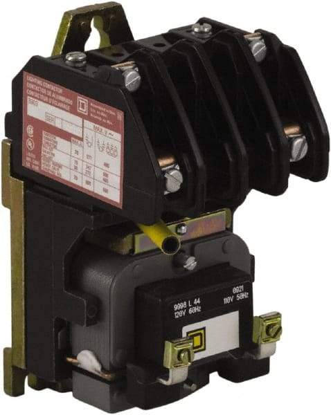 Square D - No Enclosure, 2 Pole, Electrically Held Lighting Contactor - 20 A (Tungsten), 30 A (Fluorescent), 110 VAC at 50 Hz, 120 VAC at 60 Hz, 2NO Contact Configuration - Americas Industrial Supply