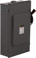 Square D - 200 Amp, 240 VAC, 250 VDC, 2 Pole Fused Safety Switch - NEMA 3R, 15 hp at 240 VAC (Single Phase), 60 hp at 240 VAC, 40 hp at 250 VDC (Triple Phase), DPST Contact Form - Americas Industrial Supply