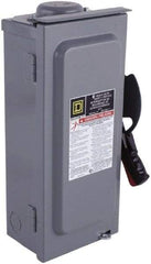 Square D - 100 Amp, 600 VAC/VDC, 3 Pole Fused Safety Switch - NEMA 3R, 30 hp at 480 VAC (Single Phase), 75 hp at 600 VAC, 50 hp at 600 VDC (Triple Phase), 3PST Contact Form - Americas Industrial Supply