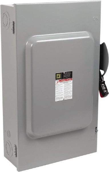 Square D - 200 Amp, 600 VAC/VDC, 3 Pole Fused Safety Switch - NEMA 1, 50 hp at 600 VAC, 50 hp at 600 VDC (Single Phase), 150 hp at 600 VAC, 50 hp at 600 VDC (Triple Phase), 3PST Contact Form - Americas Industrial Supply