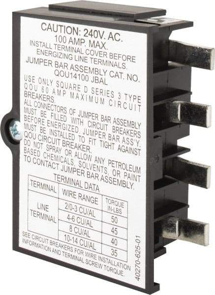 Square D - 100 Amp Circuit Breaker Jumper Bar Assembly - Use with QOU Circuit Breaker - Americas Industrial Supply