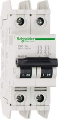 Schneider Electric - 1 Amp, 125 VDC, 240 VAC, 60 VDC, 1 Pole, DIN Rail Mount, Fixed Mount Miniature Circuit Breaker - Thermal Magnetic Trip, Multiple Breaking Capacity Ratings, 73mm Deep x 107mm High x 36mm Wide - Americas Industrial Supply