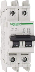 Schneider Electric - 5 Amp, 125 VDC, 240 VAC, 60 VDC, 1 Pole, DIN Rail Mount, Fixed Mount Miniature Circuit Breaker - Thermal Magnetic Trip, Multiple Breaking Capacity Ratings, 73mm Deep x 107mm High x 36mm Wide - Americas Industrial Supply