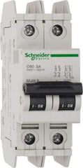 Schneider Electric - 3 Amp, 125 VDC, 240 VAC, 60 VDC, 1 Pole, DIN Rail Mount, Fixed Mount Miniature Circuit Breaker - Thermal Magnetic Trip, Multiple Breaking Capacity Ratings, 73mm Deep x 107mm High x 36mm Wide - Americas Industrial Supply