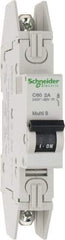 Schneider Electric - 2 Amp, 120/240 VAC, 1 Pole, DIN Rail Mounted Miniature Circuit Breaker - Thermal Magnetic Trip, 10 kA at 240 VAC Breaking Capacity, 14-4 AWG, 73mm Deep x 123.4mm High x 18mm Wide - Americas Industrial Supply