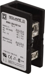 Square D - 1 Pole, 135 (Aluminium), 175 (Copper) Amp, Phenolic Power Distribution Block - 600 VAC, 1 Primary Connection - Americas Industrial Supply